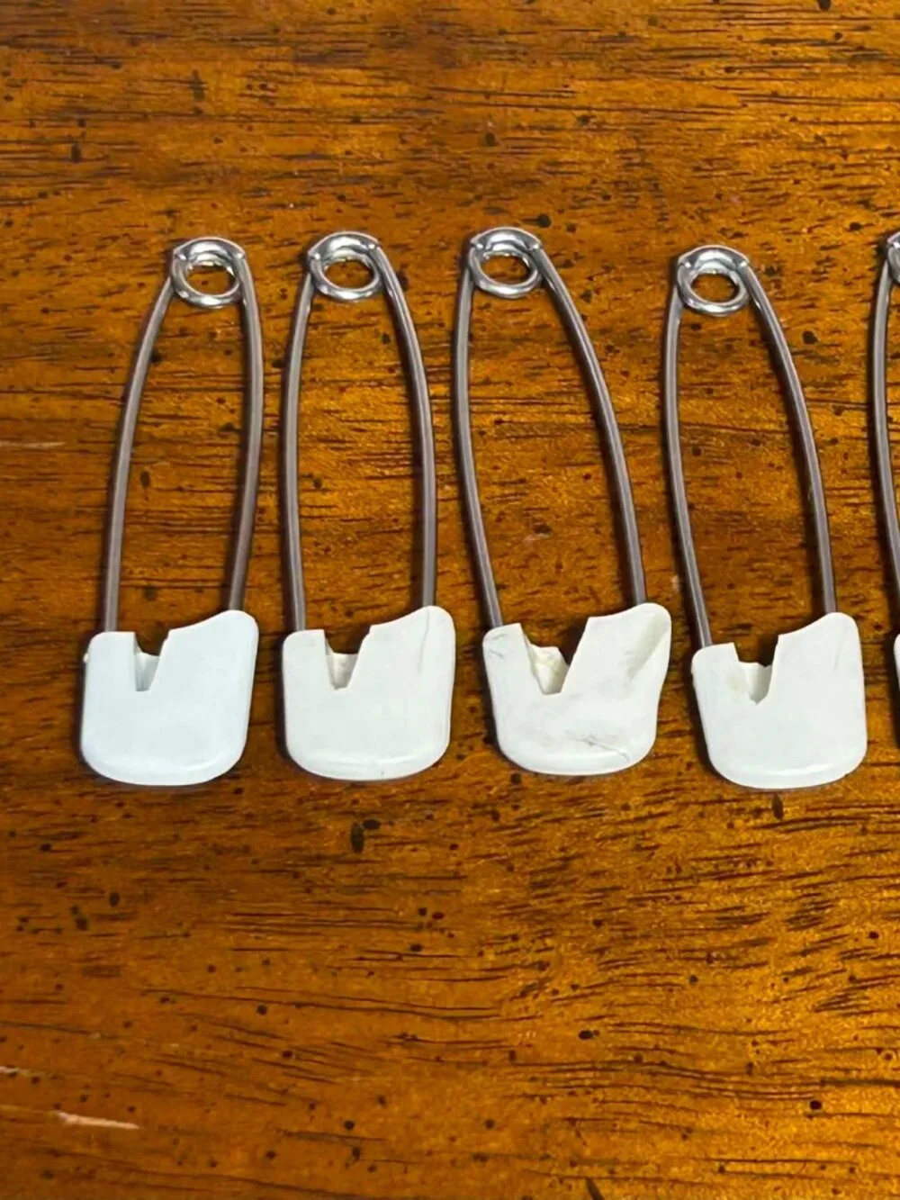 Vintage White Diaper Safety Pins - Set of 5